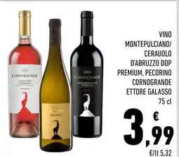 Conad Vino Montepulciano/Ceraulo D'Abruzzo DOP Premium, Pecorino Cornogrande Ettore Galasso offerta