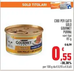 Conad Cibo per gatti Gold Gourmet Purina offerta