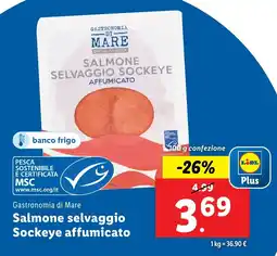 Lidl Gastronomia di Mare Salmone selvaggio Sockeye affumicato offerta