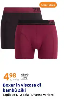 Action Boxer in viscosa di bambù Ziki offerta