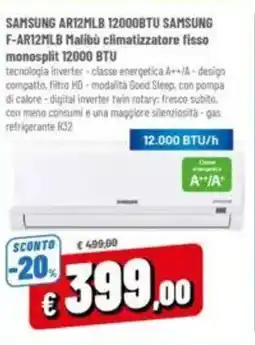 A&O Samsung ar12mlb 12000btu samsung f-ar12mlb malibu climatizzatore fisso monosplit 12000 btu offerta