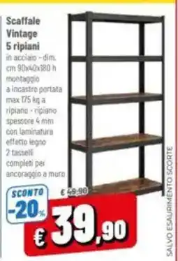A&O Scaffale vintage 5 ripiani offerta
