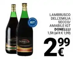 Supermercati Gulliver Lambrusco dell'emilia secco/ amabile igt DONELLLI offerta