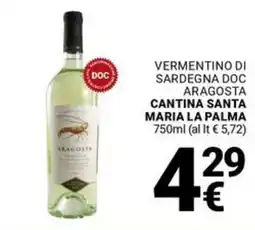 Supermercati Gulliver Vermentino di sardegna doc aragosta cantina santa maria la palma offerta