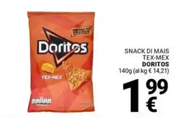 Supermercati Gulliver Snack di mais tex-mex DORITOS offerta