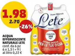 PENNY Acqua effervescente naturale LETE offerta