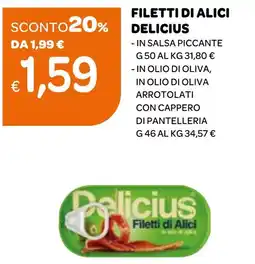 Ekom Filetti di alici delicius - in salsa piccante -in olio di oliva, in olio di oliva arrotolati con cappero di pantelleria offerta