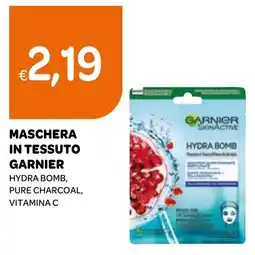 Ekom Maschera in tessuto garnier hydra bomb, pure charcoal, vitamina c offerta