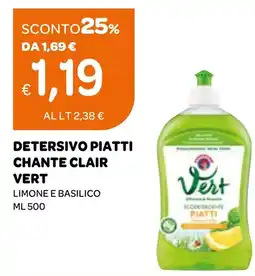 Ekom Detersivo piatti chante clair vert limone e basilico offerta