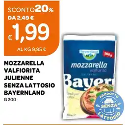 Ekom Mozzarella valfiorita julienne senza lattosio bayernland offerta