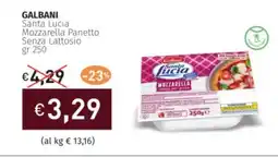 Prezzemolo e Vitale GALBANI Santa Lucia Mozzarella Panetto Senza Lattosio offerta