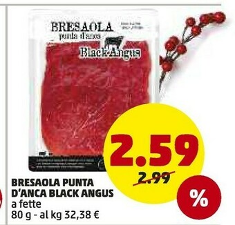 PENNY Bresaola punta d'anca black angus a fette 80 g offerta