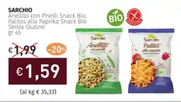 Prezzemolo e Vitale SARCHIO Anellito con Piselli Snack Bio, Palitos alla Paprika Snack Bio Senza Glutine offerta