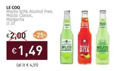 Prezzemolo e Vitale LE COQ Mojito 0,0% Alcohol Free, Mojito Classic, Margarita offerta