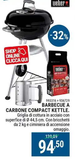 weber Barbecue a carbone compact kettle