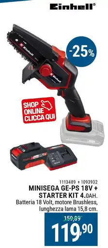 Cfadda Einhell MINISEGA GE-PS 18V + STARTER KIT 4.0AH. offerta