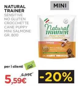 Arcaplanet Natural trainer sensitive no gluten crocchette cane puppy mini salmone offerta