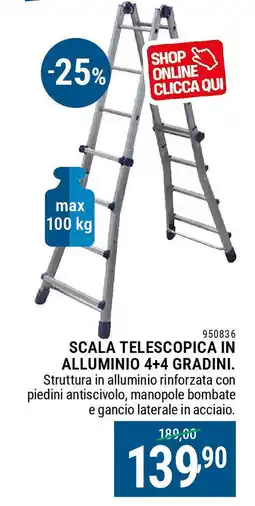 Cfadda Scala telescopica in alluminio 4+4 gradini offerta