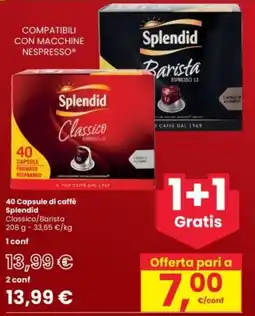 Interspar 40 Capsule di caffè Splendid Classico/Barista offerta