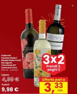 Interspar Cabernet Venezia Giulia / Ribolla Gialla Friuli/ Sauvignon Trevenezie IGT Tenimenti Civa offerta
