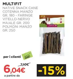 Multifit native snack cane cotenna manzo - faringe vitello-nervo maiale polmoni manzo