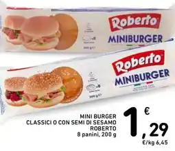 Spazio Conad Mini burger classici o con semi di sesamo ROBERTO offerta