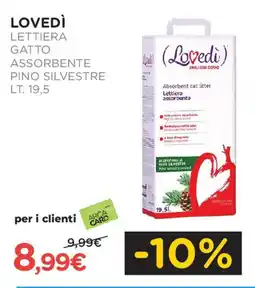 Arcaplanet Lovedì lettiera gatto assorbente pino silvestre offerta