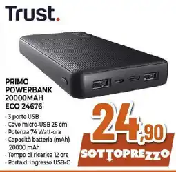Extracoop Trust primo powerbank 20000mah eco 24676 offerta