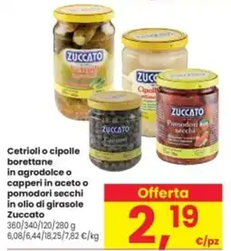 Interspar Cetrioli o cipolle borettane in agrodolce o capperi in aceto o pomodori secchi in olio di girasole Zuccato offerta