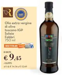 Conad Olio extra vergine di oliva toscano IGP Solaia Fabbri offerta