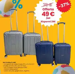 Interspar Set 2 trolley in ABS offerta