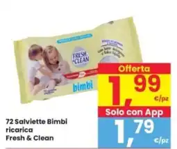 Interspar 72 Salviette Bimbi ricarica Fresh & Clean offerta
