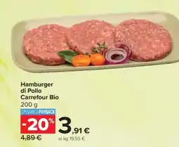 Carrefour Hamburger di Pollo Carrefour Bio offerta