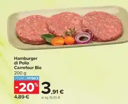 Carrefour Hamburger di Pollo Carrefour Bio offerta