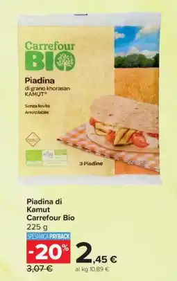Carrefour Piadina di Kamut Carrefour Bio offerta