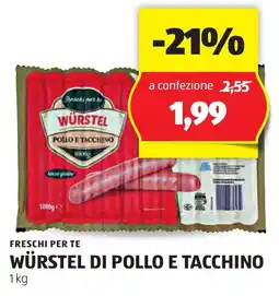 ALDI Freschi per te würstel di pollo e tacchino offerta