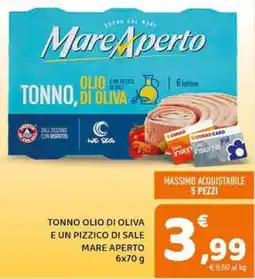 Conad Superstore Tonno olio di oliva e un pizzico di sale MARE APERTO offerta