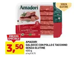 DPiù Amadori salsicce con pollo e tacchino senza glutine offerta