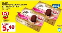 DPiù Delidor 9 mini mix cono amarena stecco nocciola biscotto latte offerta