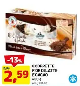 DPiù 8 coppette fior di latte e cacao offerta
