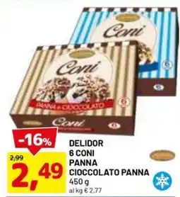 DPiù Delidor 6 coni panna cioccolato panna offerta