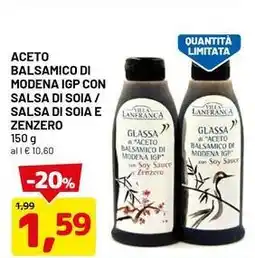 DPiù Aceto balsamico di modena igp con salsa di soia / salsa di soia e zenzero offerta