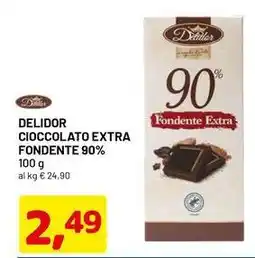 DPiù Delidor cioccolato extra fondente 90% offerta