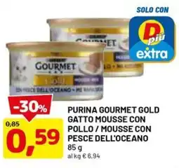 DPiù Purina gourmet gold gatto mousse con pollo / mousse con pesce dell'oceano offerta