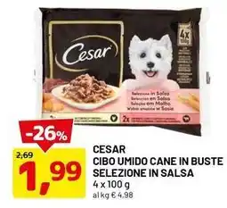 DPiù Cesar cibo umido cane in buste selezione in salsa offerta