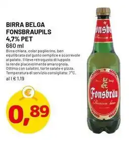 DPiù Birra belga fonsbraupils 4,7% pet offerta