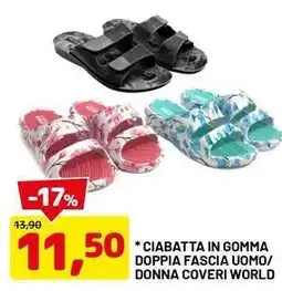 DPiù Ciabatta in gomma doppia fascia uomo/ donna coveri world offerta