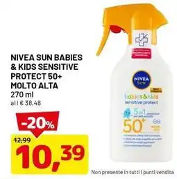 DPiù Nivea sun babies & kids sensitive protect 50+ molto alta offerta