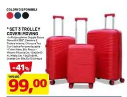 DPiù Set 3 trolley coveri moving offerta
