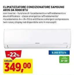 DPiù Climatizzatore condizionatore samsung AR35 DA 9000 BTU offerta